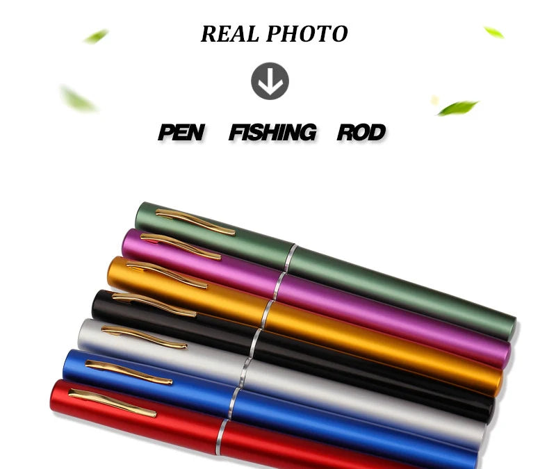 1pc Mini Portable Aluminum Alloy Pocket Pen Shape Fish Fishing Rod Pole with Fishing Reel
