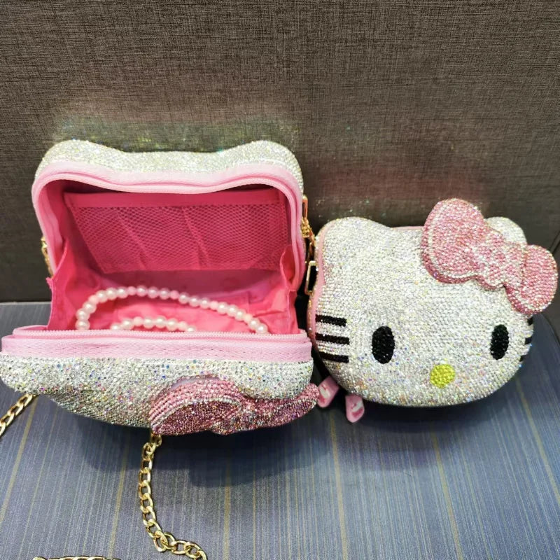 Kitty Rhinestone Clutch – Sparkly Handmade Evening Bag