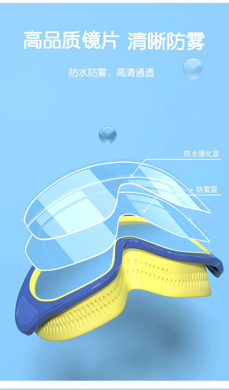 Children Swimming Goggles Caps Boys Girls Professional Diving Goggles Glasses Waterproof anti-fog Big Box