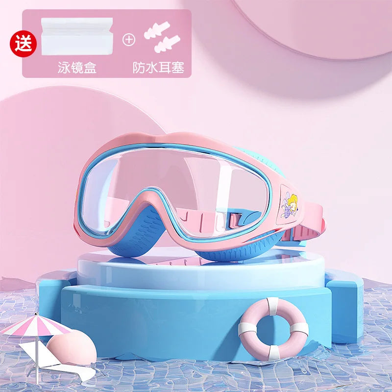 Children Swimming Goggles Caps Boys Girls Professional Diving Goggles Glasses Waterproof anti-fog Big Box