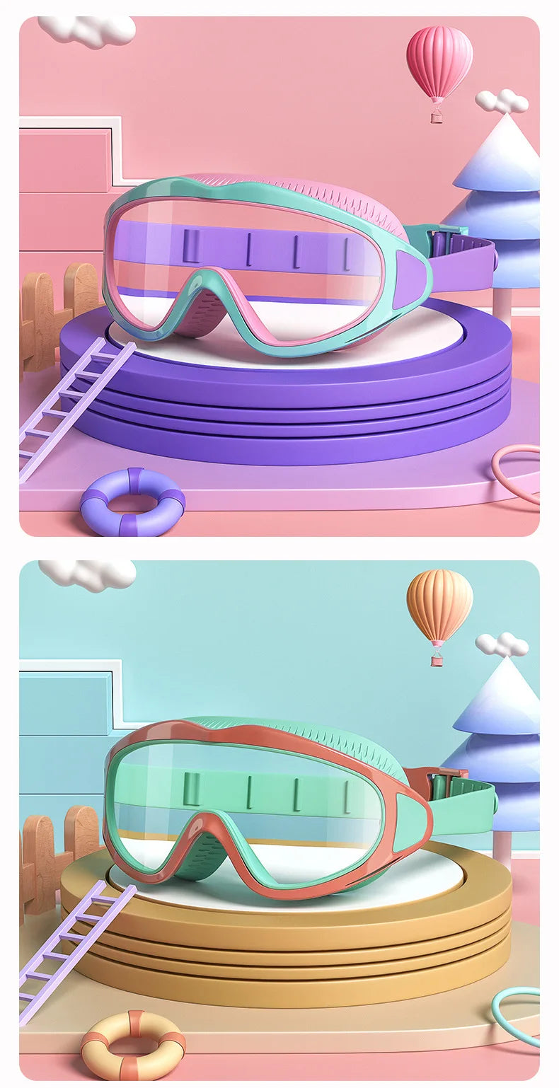 Children Swimming Goggles Caps Boys Girls Professional Diving Goggles Glasses Waterproof anti-fog Big Box