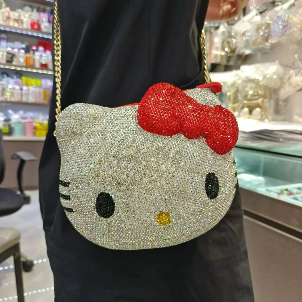 Kitty Rhinestone Clutch – Sparkly Handmade Evening Bag