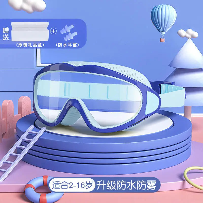 Children Swimming Goggles Caps Boys Girls Professional Diving Goggles Glasses Waterproof anti-fog Big Box