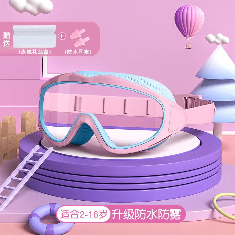 Children Swimming Goggles Caps Boys Girls Professional Diving Goggles Glasses Waterproof anti-fog Big Box