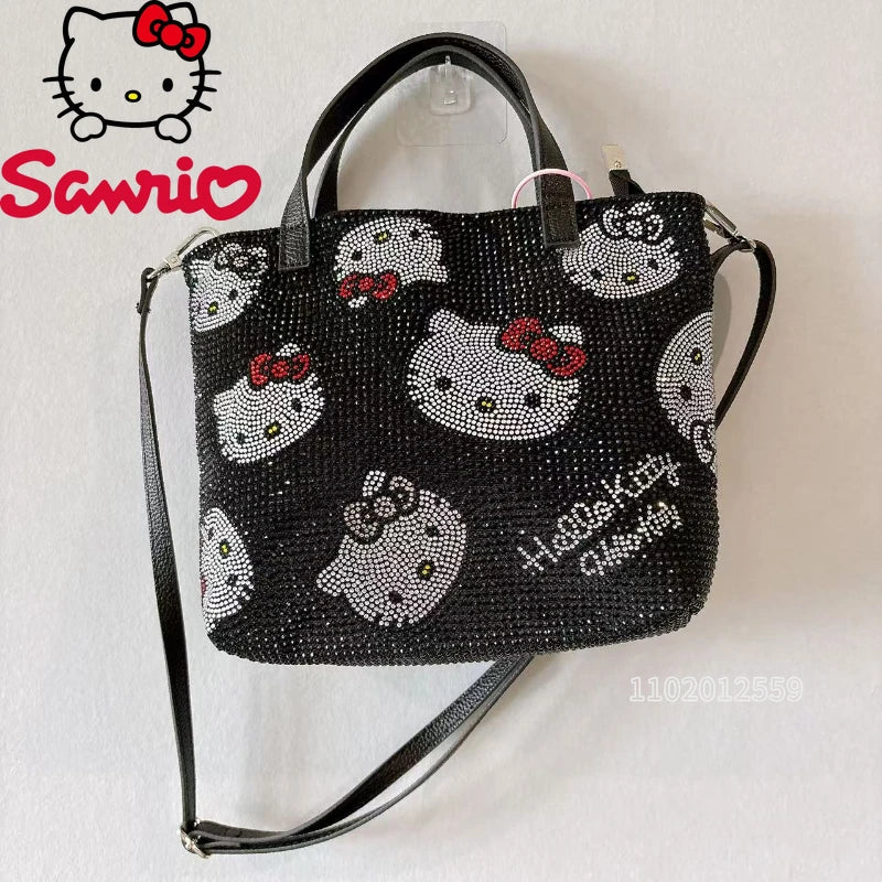 Sanrio Hello Kitty New Diamond Women's Handbag Luxury Brand Fashion Women's Shoulder Messenger Bag Cartoon Cute Women's Bag