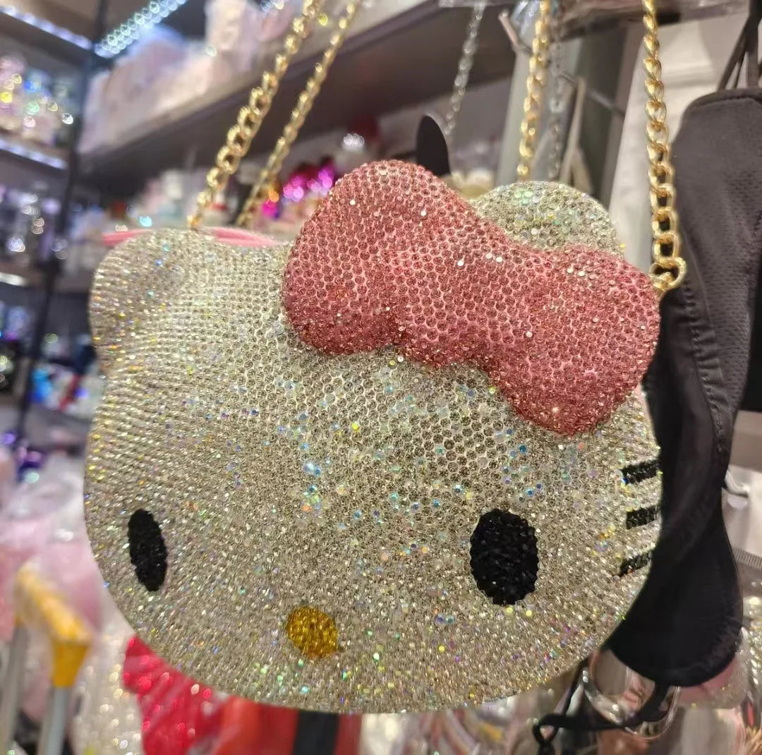 Kitty Rhinestone Clutch – Sparkly Handmade Evening Bag