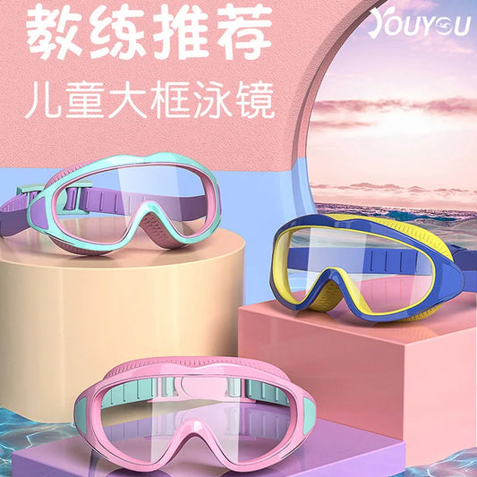Children Swimming Goggles Caps Boys Girls Professional Diving Goggles Glasses Waterproof anti-fog Big Box