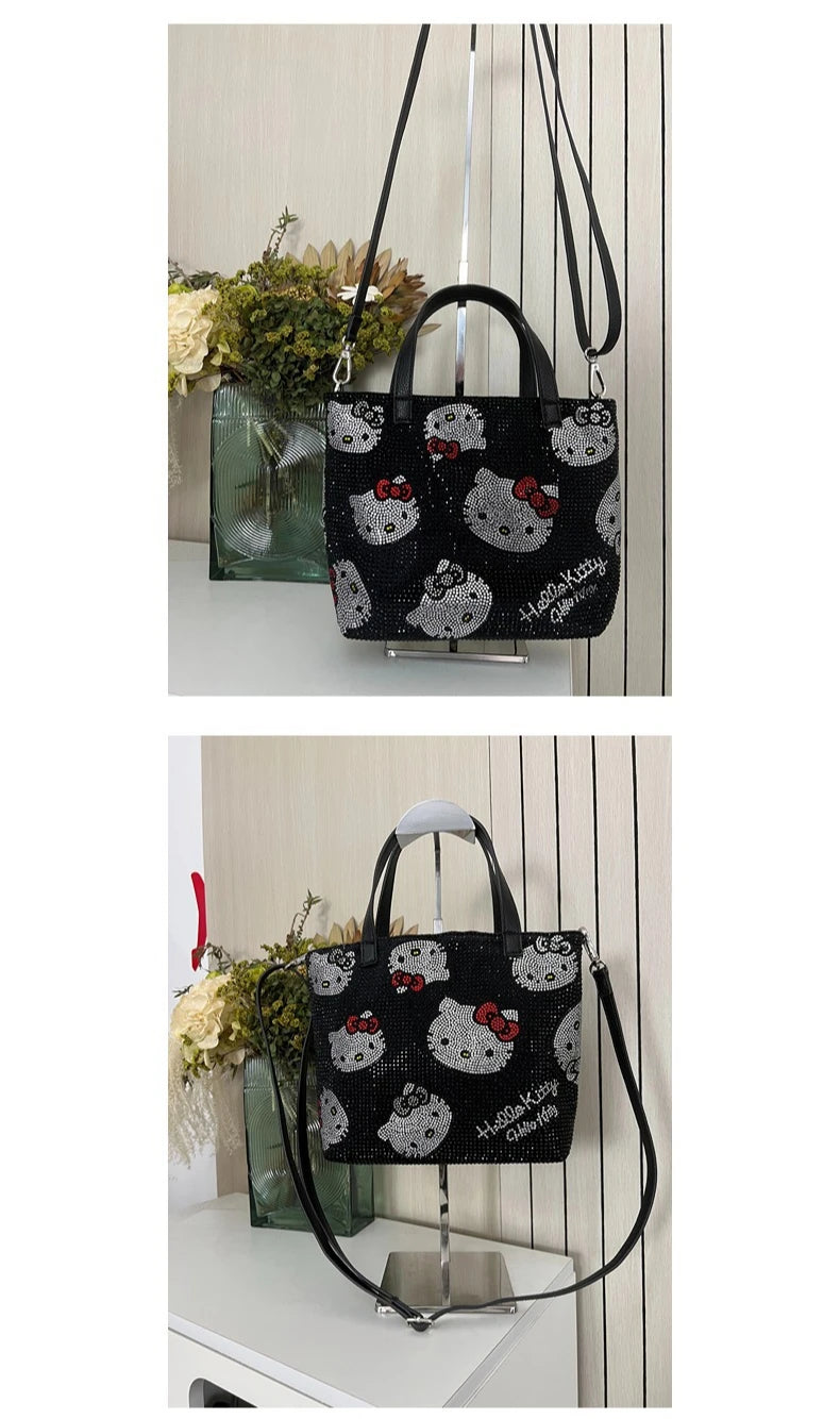 Sanrio Hello Kitty New Diamond Women's Handbag Luxury Brand Fashion Women's Shoulder Messenger Bag Cartoon Cute Women's Bag