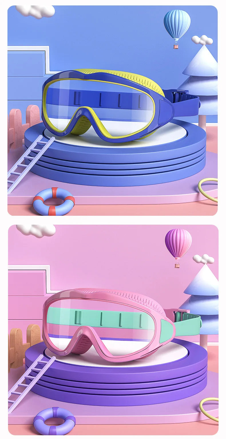 Children Swimming Goggles Caps Boys Girls Professional Diving Goggles Glasses Waterproof anti-fog Big Box