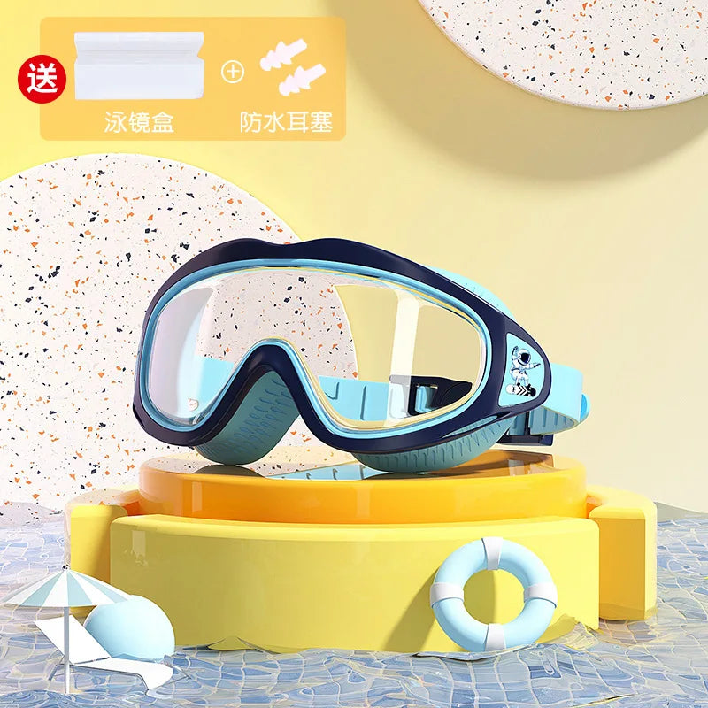 Children Swimming Goggles Caps Boys Girls Professional Diving Goggles Glasses Waterproof anti-fog Big Box