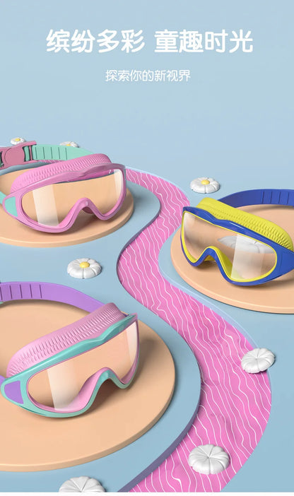 Children Swimming Goggles Caps Boys Girls Professional Diving Goggles Glasses Waterproof anti-fog Big Box