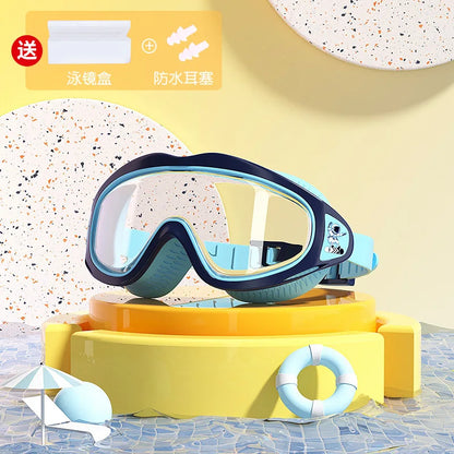 Children Swimming Goggles Caps Boys Girls Professional Diving Goggles Glasses Waterproof anti-fog Big Box
